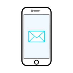 スマートフォン画面に表示された水色のメールイラスト