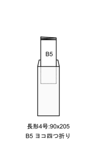 長形4号封筒、サイズ90x205mm、B5ヨコ四つ折りのフリーイラスト