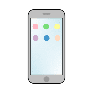 丸いアイコン付きスマホのフリーイラスト（シルバー）