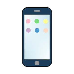 丸いアイコン付きスマホのフリーイラスト（ネイビー）