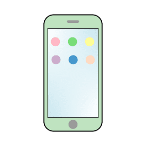 丸いアイコン付きスマホのフリーイラスト（グリーン）