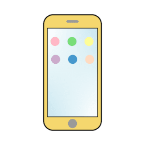 丸いアイコン付きスマホのフリーイラスト（イエロー）
