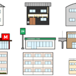 かわいい建物を描いたイラスト
