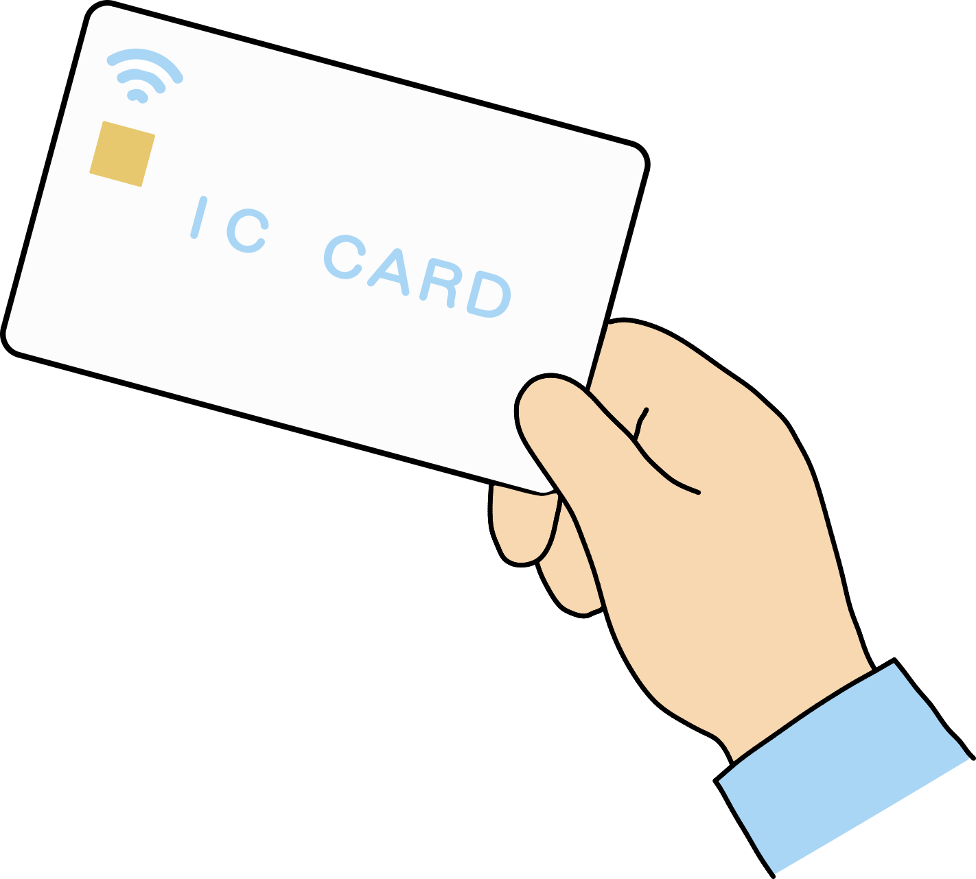 ICカードを手で持つイラスト
