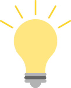 黄色く光る電球のイラスト