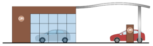 カーディーラーの建物イラスト
