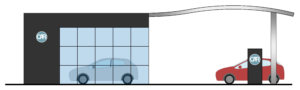 カーディーラーの建物イラスト