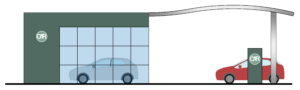 カーディーラーの建物イラスト