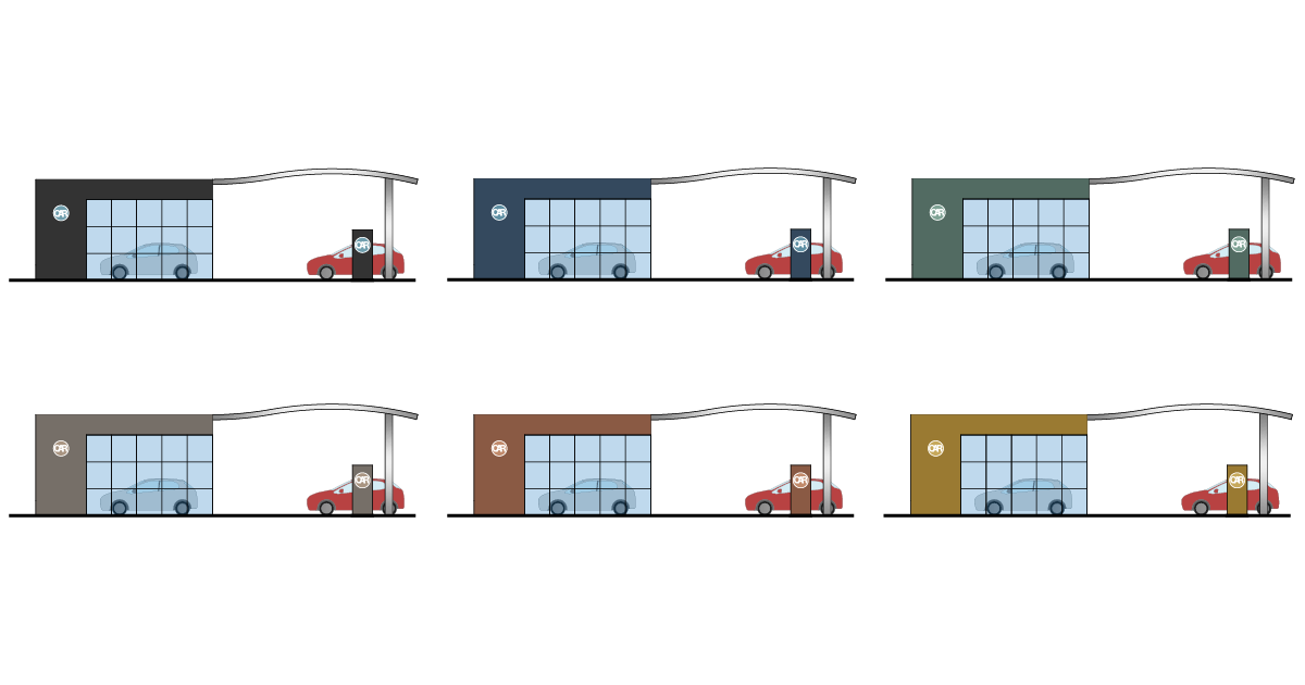 カーディーラーの建物イラスト