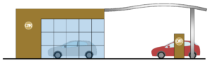 カーディーラーの建物イラスト