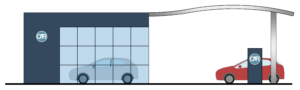 カーディーラーの建物イラスト