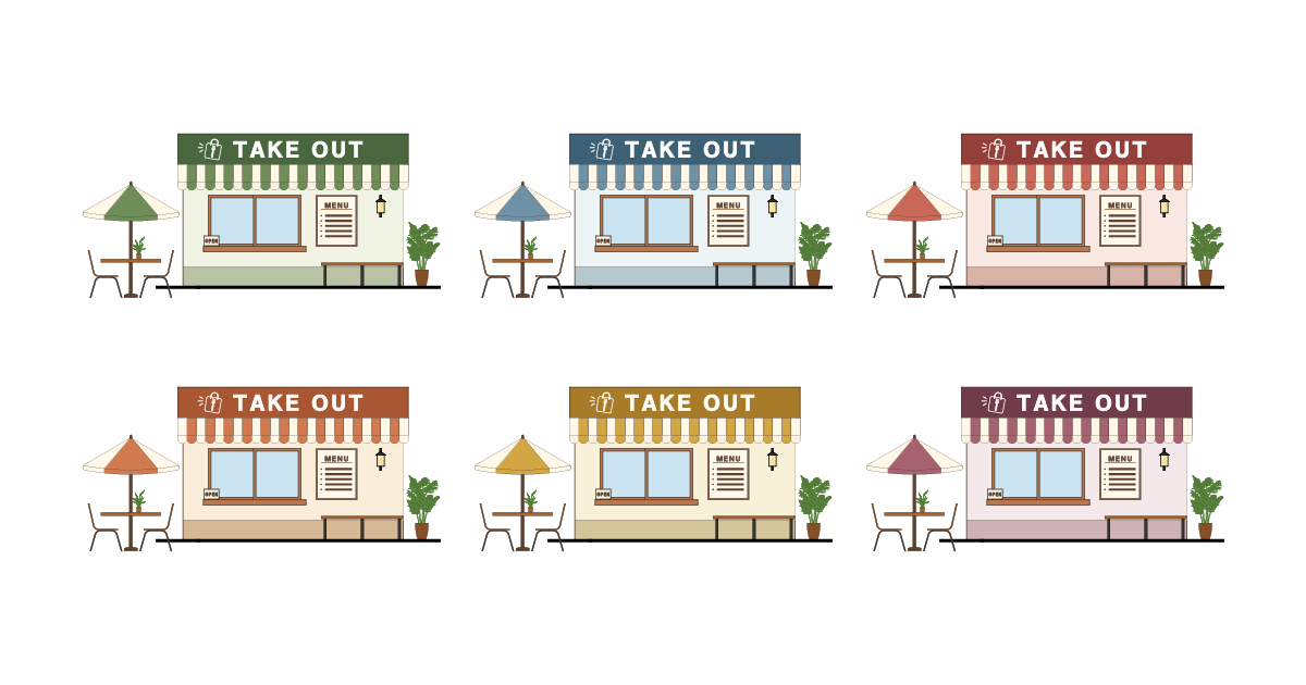 かわいいテイクアウト店のイラスト