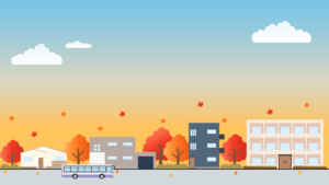秋の街並みの背景イラスト